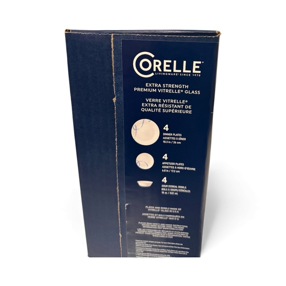 Corelle Premium Vitrelle Glass Dinnerware Set in Navy printed - Picture 3 of 3